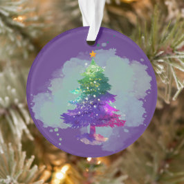 Adorno Pino moderno de Navidad con acuarela colorida