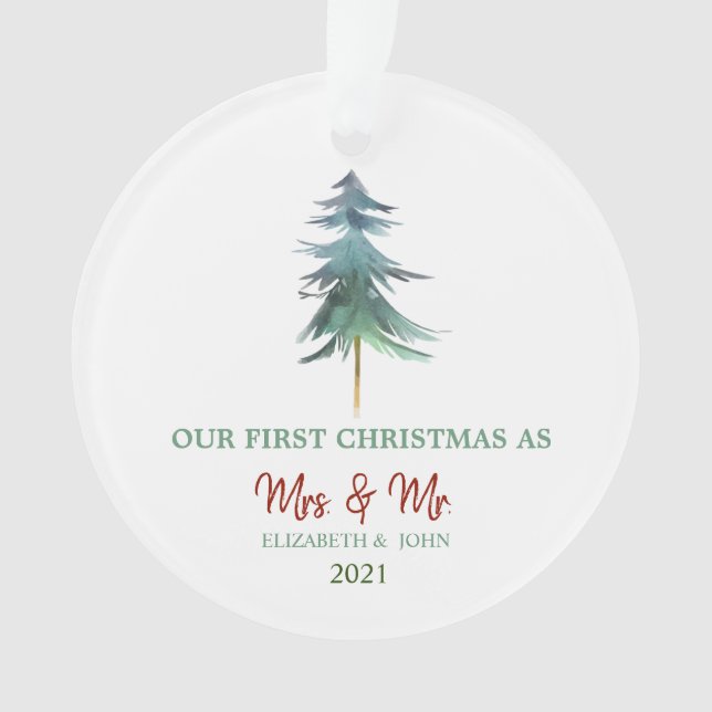 Adorno Pinos acuarelas Nuestra Primera Festividad De Navi (Anverso)