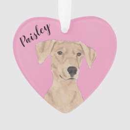 Adorno Pinscher alemán de corazón rosado personalizado