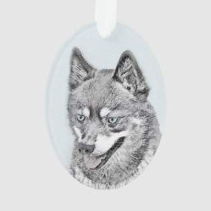 Adorno Pintura de Alaskan Klee Kai - Arte Perro Original.