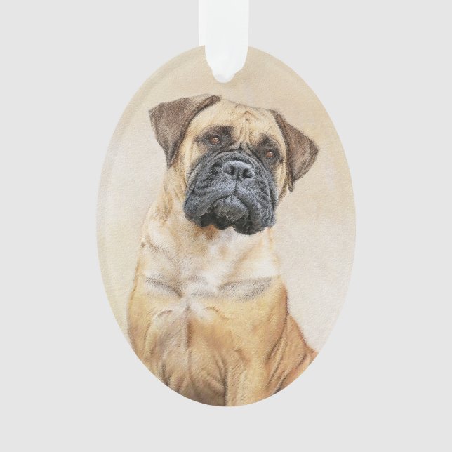 Adorno Pintura de Bullmastiff - Arte de Perro Original. (Anverso)