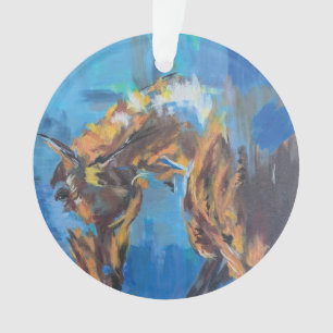Adorno Pintura de caballo abstracto azul