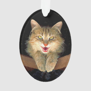 Adorno Pintura de gato loco - Arte de gato original lindo