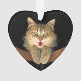Adorno Pintura de gato loco - Arte de gato original lindo