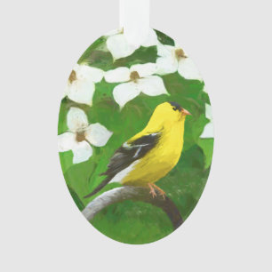 Adorno Pintura de Goldfinch - Arte de Perro Original.