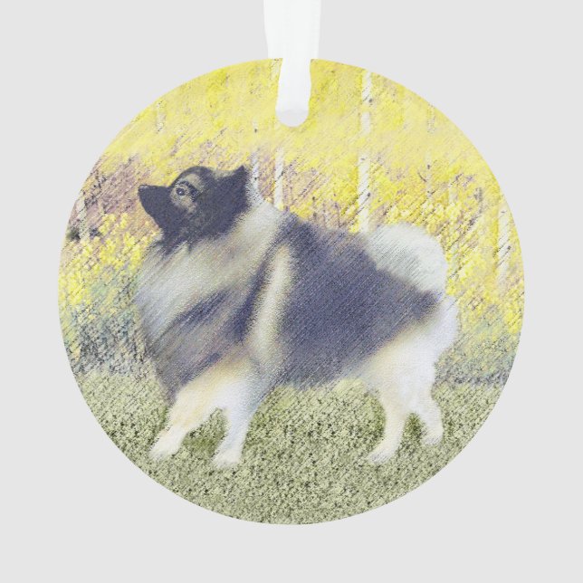 Adorno Pintura de Keeshond Aspen - Arte Perro Original Cu (Reverso)
