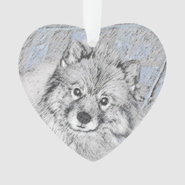 Adorno Pintura de Keeshond Beth - Arte de Perro Original. (Anverso)