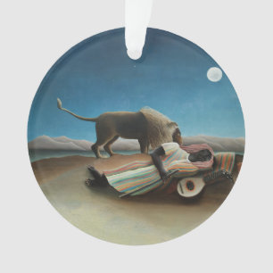 Adorno Pintura de león gitano durmiente de Henri Rousseau