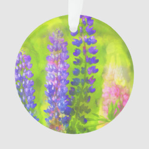 Adorno Pintura de Lupine - Arte original de las flores