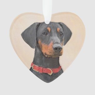 Adorno Pintura de Pinscher Alemán Arte Animal Original