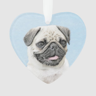Adorno Pintura de pug - Arte de perro original lindo
