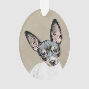 Adorno Pintura de Rat Terrier - Arte Perro Original.