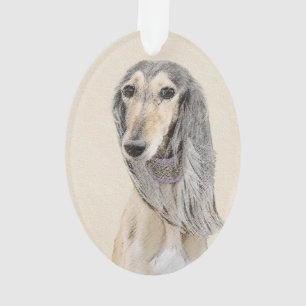 Adorno Pintura de Saluki (Bayo) - Arte de Perro Original