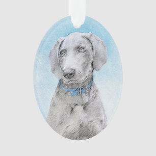 Adorno Pintura de Weimaraner - Arte de Perro Original.