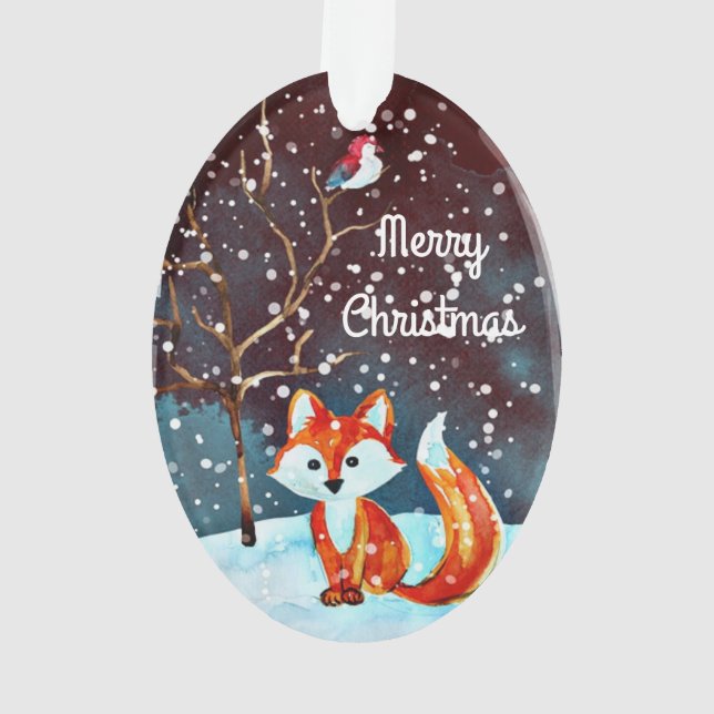 Adorno Pintura del Fox del invierno (Reverso)