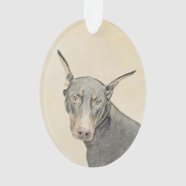 Adorno Pintura Doberman Pinscher - Original Dog Art (Reverso)