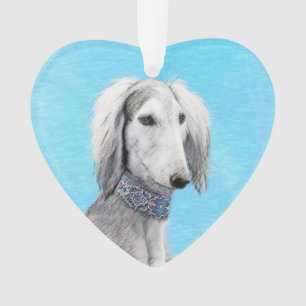 Adorno Pintura Saluki (plateada) - Arte Perro Original.