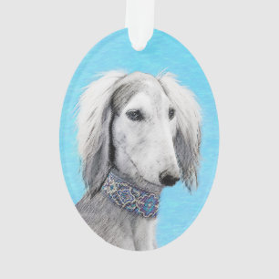 Adorno Pintura Saluki (plateada) - Arte Perro Original.