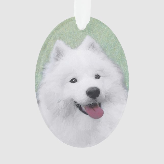 Adorno Pintura Samoyed - Arte Perro Original Cuto (Reverso)