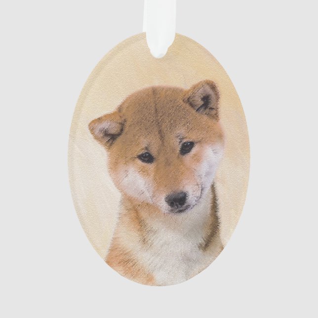 Adorno Pintura Shiba Inu (roja) - Arte Perro Original (Reverso)