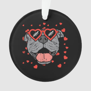 Adorno Pitbull Face Glasses Día de San Valentín Mascota P