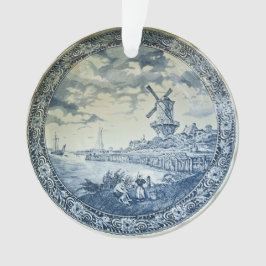 Adorno Placa holandesa del molino de viento Blue Delft
