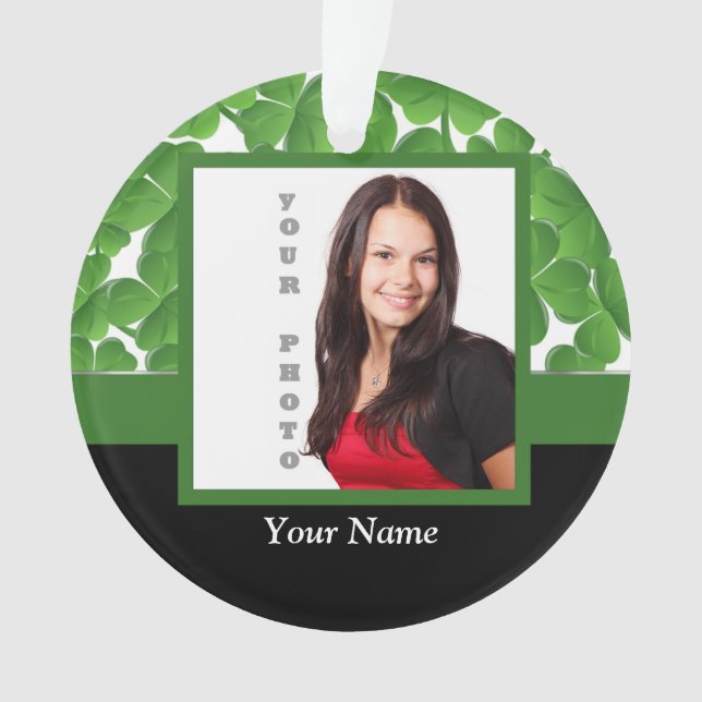 Adorno Plantilla verde de la foto del trébol (Anverso)