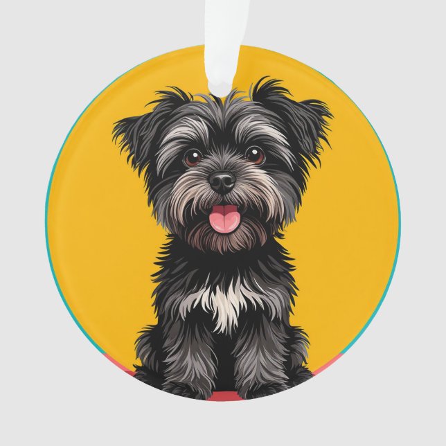 Adorno Playful Black And Gray Terrier Puppy Portrait (Anverso)