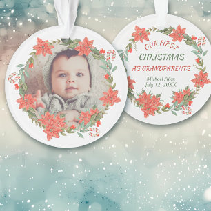 Adorno Poinsettia Wreath Candy Cane Abuelos Foto