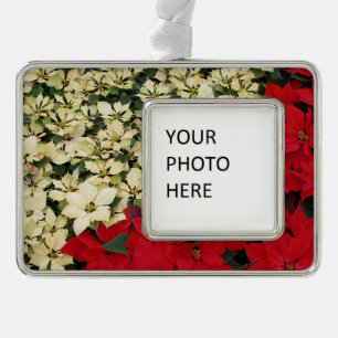 Adorno Poinsettias blancas y rojas con flores