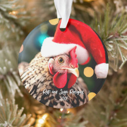 Adorno Pollo Sussex envuelto en Navidades de Santa Hat