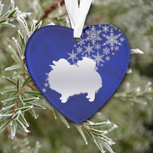 Adorno Pomerania con copo de nieve de plata azul (Subido por el creador)