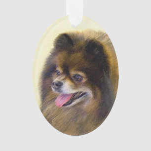 Adorno Pomerania Negra y Tan Pintura Original de Perro