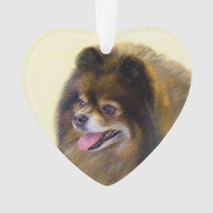 Adorno Pomerania Negra y Tan Pintura Original de Perro