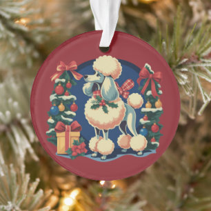 Adorno Poodle Navideño Retro Antiguo Perro Vacaciones 195