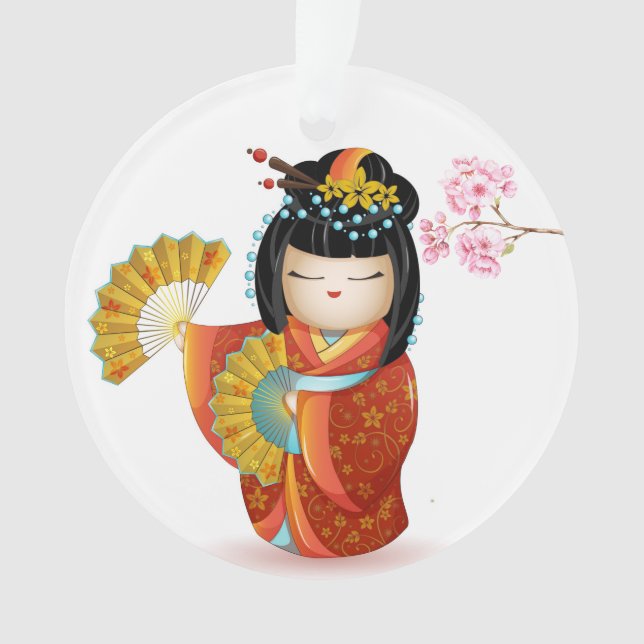 Adorno Preciosa muñeca japonesa Kokeshi (Anverso)
