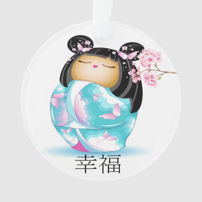 Adorno Preciosa muñeca japonesa Kokeshi (Anverso)