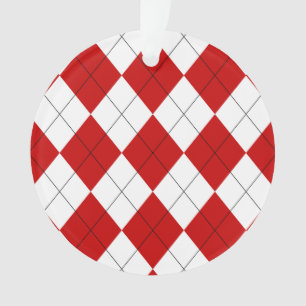 Adorno Preppy Argyle Tartán Diamond Plage rojo blanco