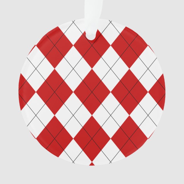 Adorno Preppy Argyle Tartán Diamond Plage rojo blanco (Anverso)