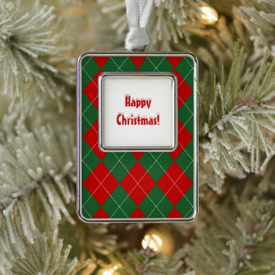 Adorno Preppy Argyle Tartán Diamond Plage Verde Rojo