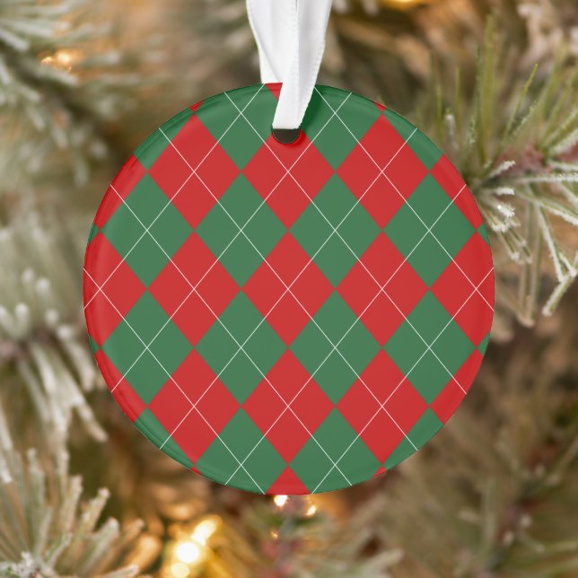 Adorno Preppy Argyle Tartán Diamond Plage Verde Rojo (Árbol)
