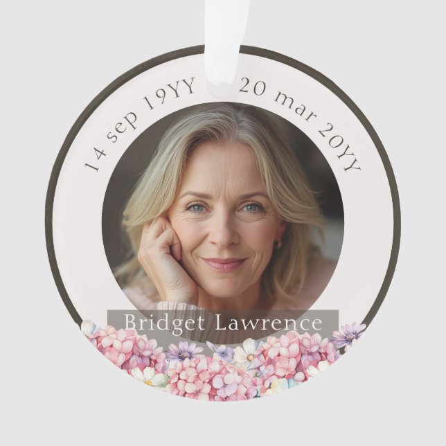 Adorno Pretty Pink Hydrangea Remembrance Memorial (Anverso)