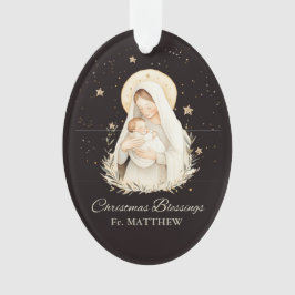 Adorno Priest Christmas Blessings Madonna Child Black