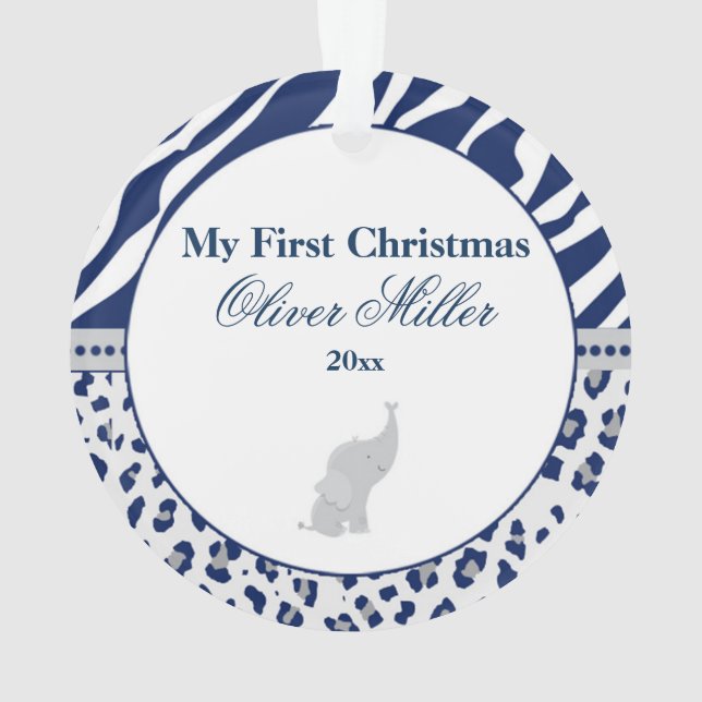 Adorno Primer elefante recién nacido del azul del (Reverso)