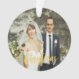 Adorno Primer guión de oro de la foto del boda de Navidad