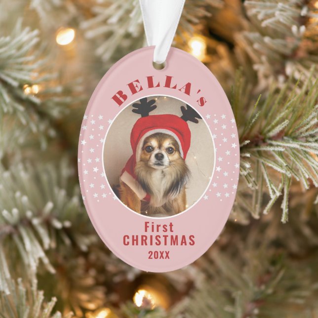 Adorno Primer Mascota de perro de Navidad foto estrellas  (Árbol)