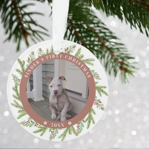 Adorno Primer Navidad Cachorro Perro Mascota 2 Fotos Verd