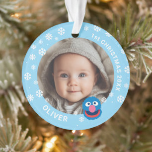 Adorno Primer Navidad de Grover Baby Diseño de Foto Perso