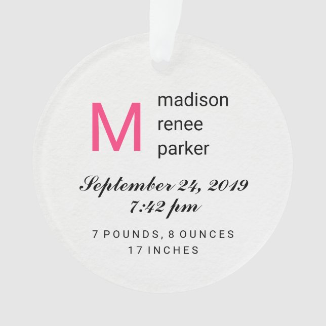 Adorno Primer navidad de la niña con la foto (Anverso)