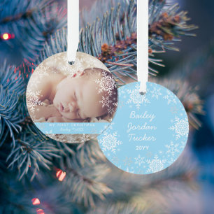 Adorno Primer Navidad del bebé niño en invierno Copos de 